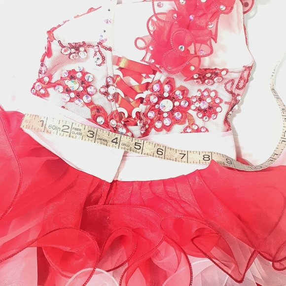 Red White Cupcake Glitz Pageant Dress with Bow and Bloomers - Picture 3 of 11